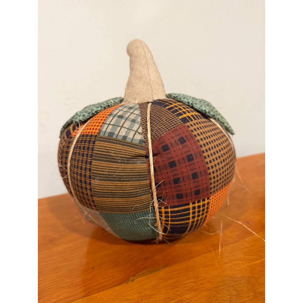 Rustic Patchwork Fabric Pumpkin Fall Decor Plaid Primitive Farmhouse Decor